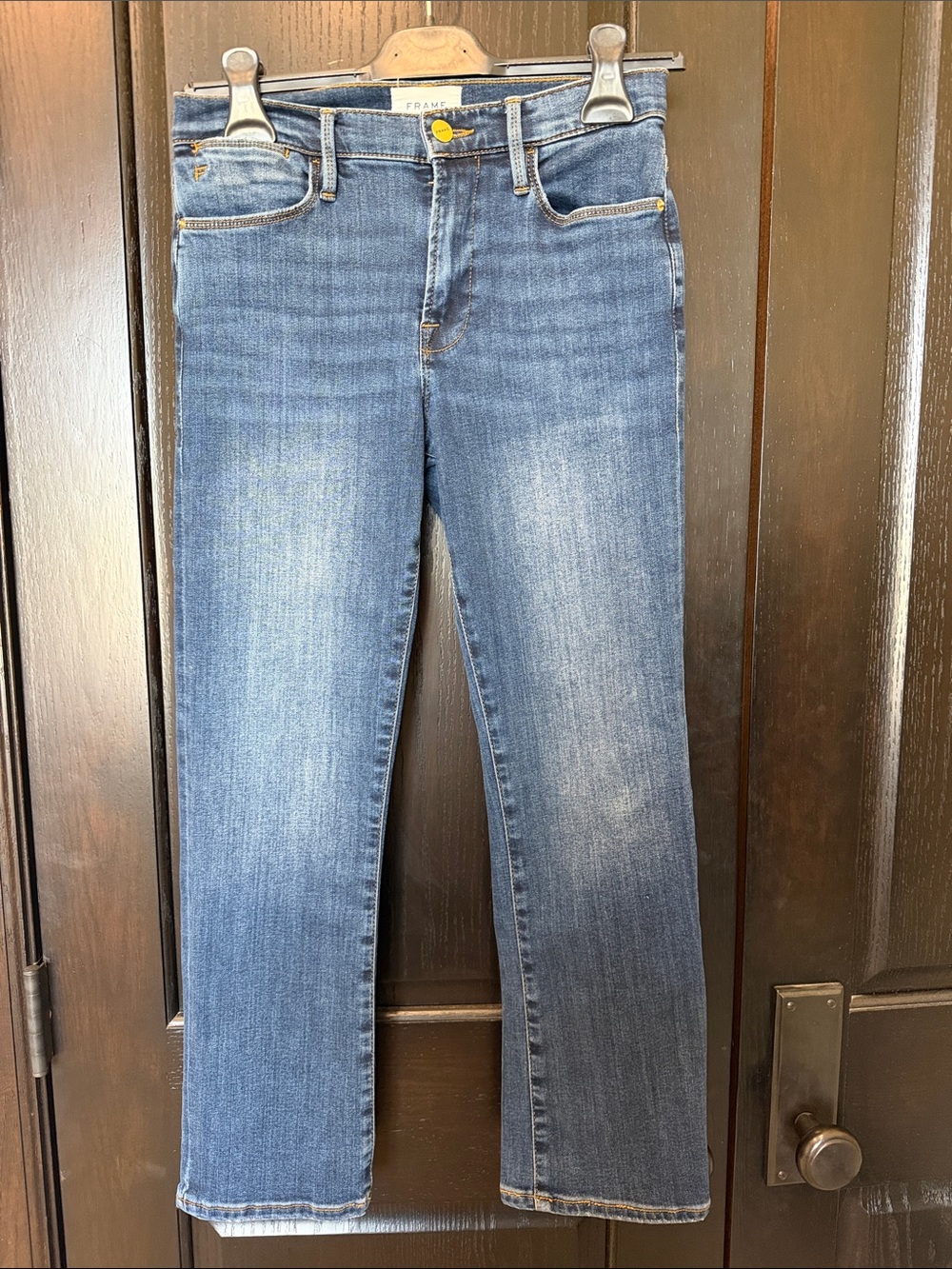 Frame Denim Medium Blue Straight-Leg Jeans